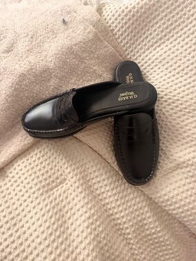 G.H. Bass & Co. Black Leather Penny Loafer Mules